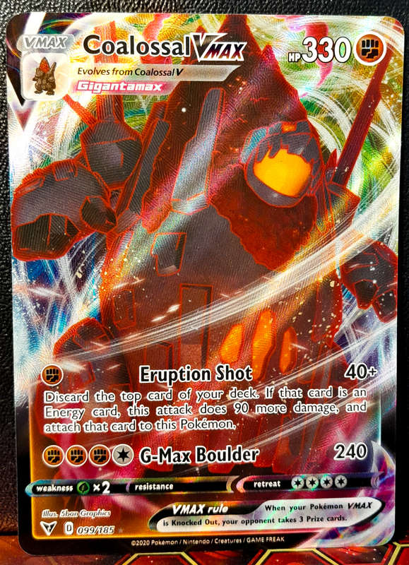 Pokemon Card - Coalossal Vmax 099/185 - Textured Holofoil - SWSH Vivid Voltage NM