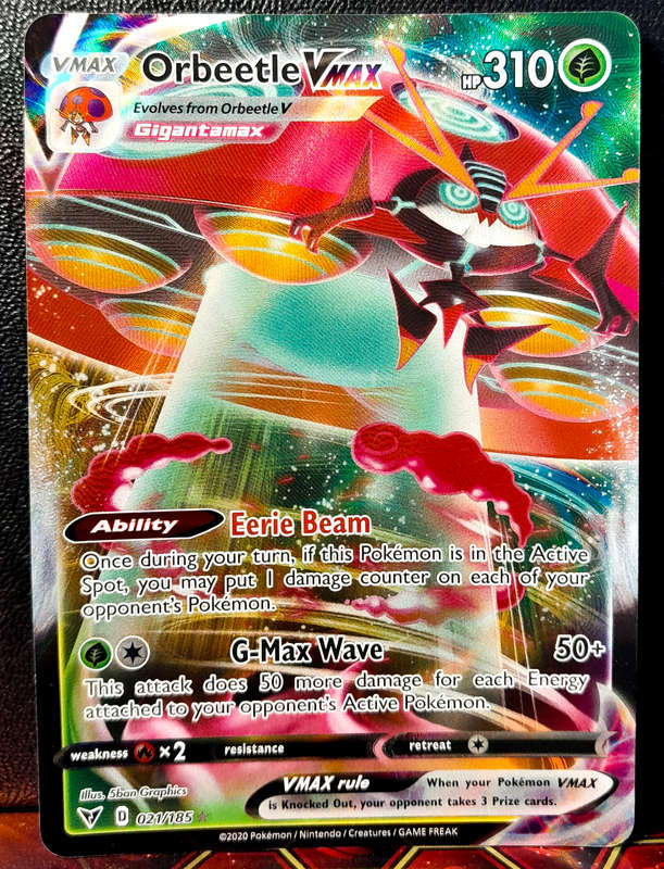 Pokemon Card - Orbeetle Vmax 021/185 - Textured Holofoil - SWSH Vivid Voltage NM