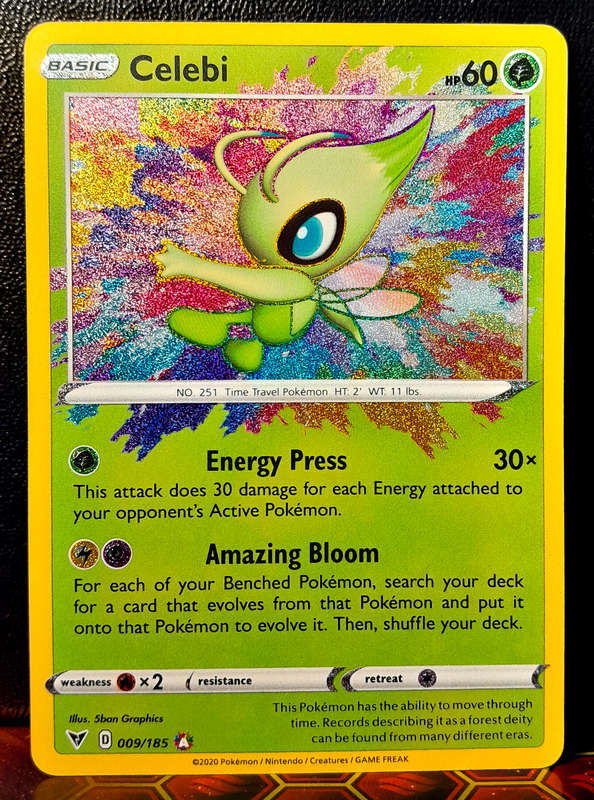 Pokemon Card - Celebi 009/185 - AMAZING RARE - SWSH Vivid Voltage NM