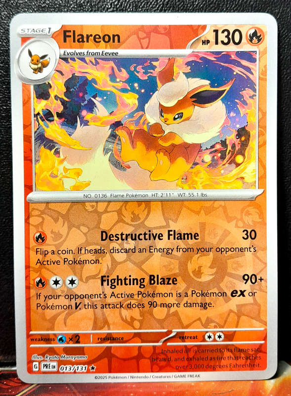Pokemon Card - Flareon 013/131 - Reverse Holofoil Rare - Prismatic Evolutions  NM