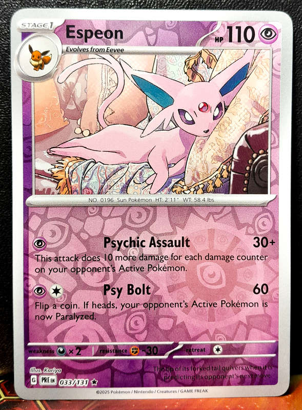Pokemon Card - Espeon 033/131 - Reverse Holofoil Rare - Prismatic Evolutions  NM
