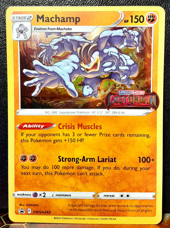 Pokemon Card - Machamp SWSH243 - Lost Origin Pre-Release Promo - Black star Promo NM