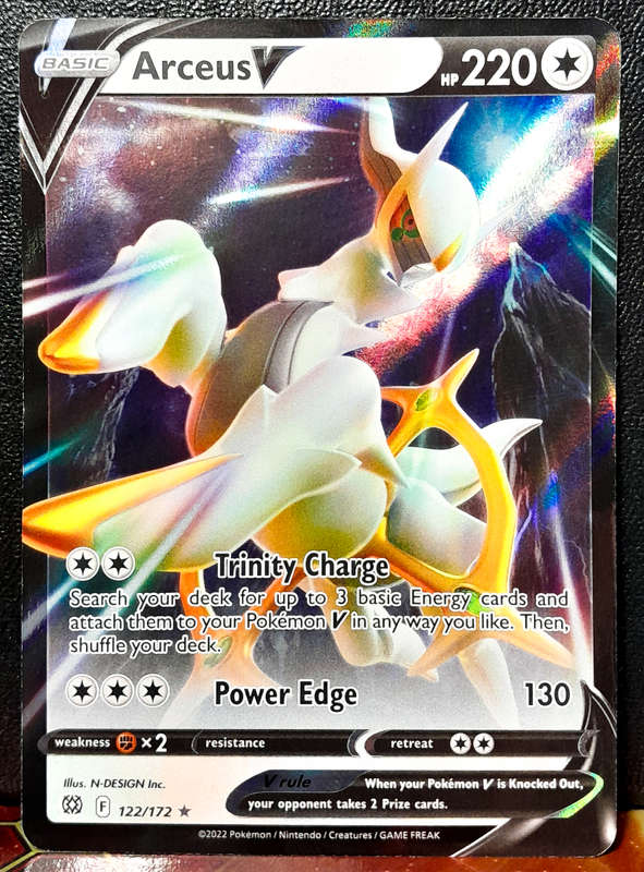 Pokemon Card - Arceus V 122/172 - Holofoil Rare - Brilliant Stars NM