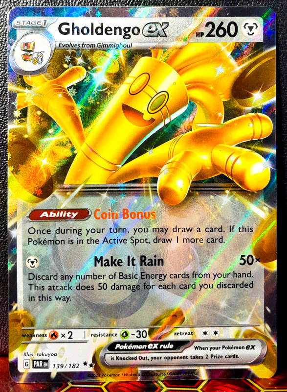 Pokemon Card - Gholdengo EX 139/182 - Holofoil Double Rare -  Paradox Rift NM