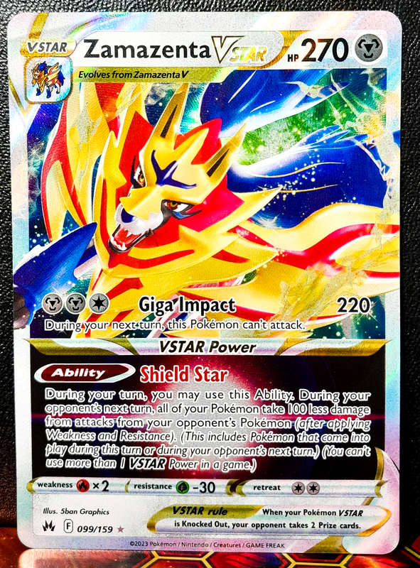 Pokemon Card - Zamazenta Vstar 099/159 - Textured Holofoil Rare - Crown Zenith NM
