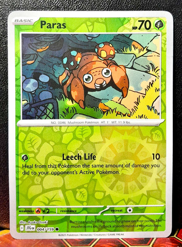 Pokemon Card - Paras 004/159 - Reverse Holofoil - Journey Together - NM