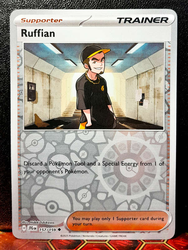 Pokemon Card - Ruffian 157/159 - Reverse Holo Supporter Trainer - Journey Together - NM