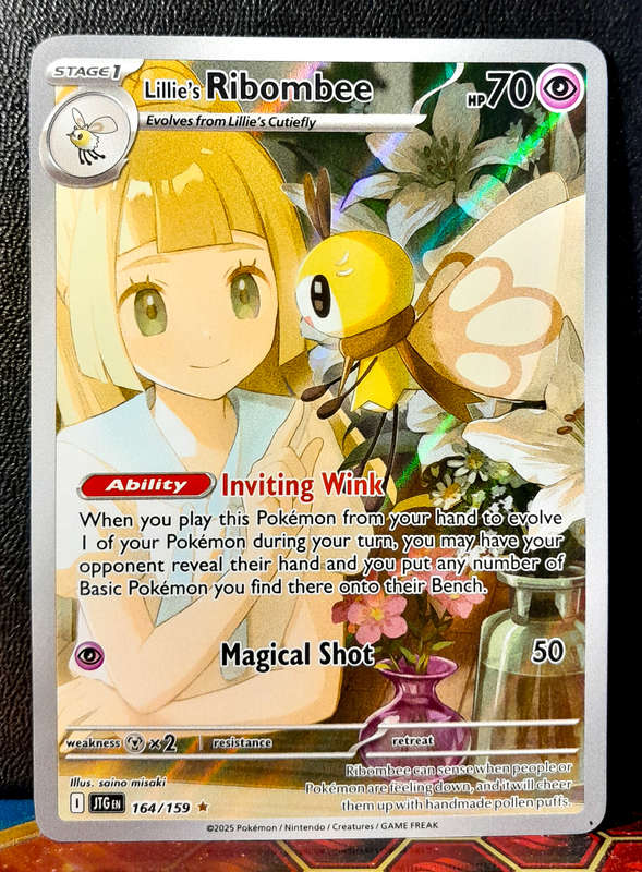 Pokemon Card - Lillie's Ribombee 164/159 - Illustraition Secret Rare - Journey Together - NM