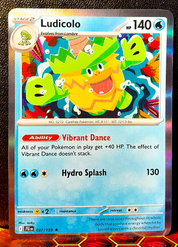 Pokemon Card - Ludicolo 037/159 - Holofoil Rare - Journey Together - NM