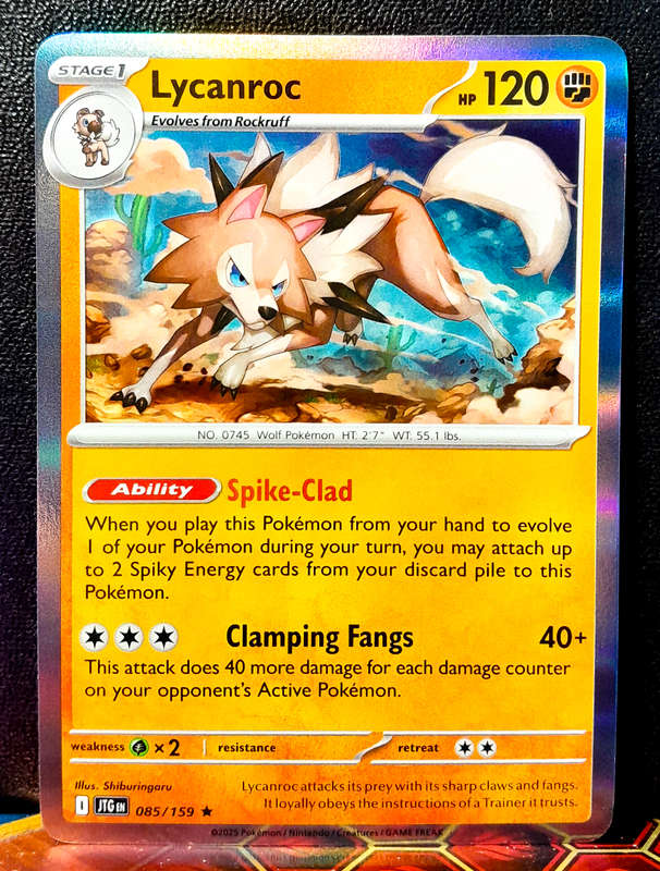 Pokemon Card - Lycanroc 085/159 - Holofoil Rare - Journey Together - NM