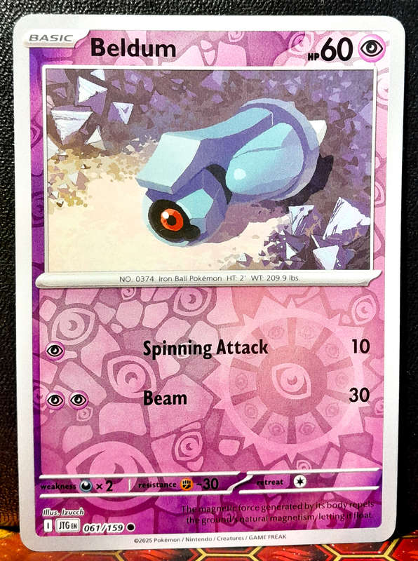 Pokemon Card - Beldum 061/159 - Reverse Holofoil- Journey Together - NM