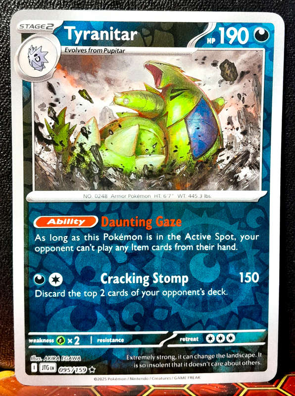 Pokemon Card - Tyranitar 095/159 - Reverse Holofoil Rare - Journey Together - NM