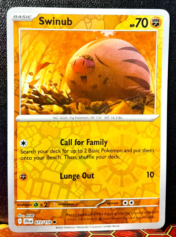 Pokemon Card - Swinub 077/159 - Reverse Holofoil- Journey Together - NM