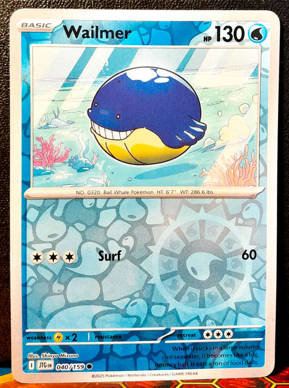 Pokemon Card - Wailmer 040/159 - Reverse Holofoil- Journey Together - NM