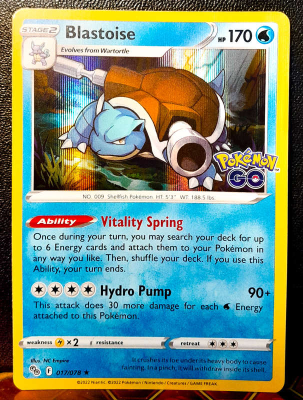 Pokemon Card - Blastoise 017/078 - Holofoil Rare - Pokemon Go NM