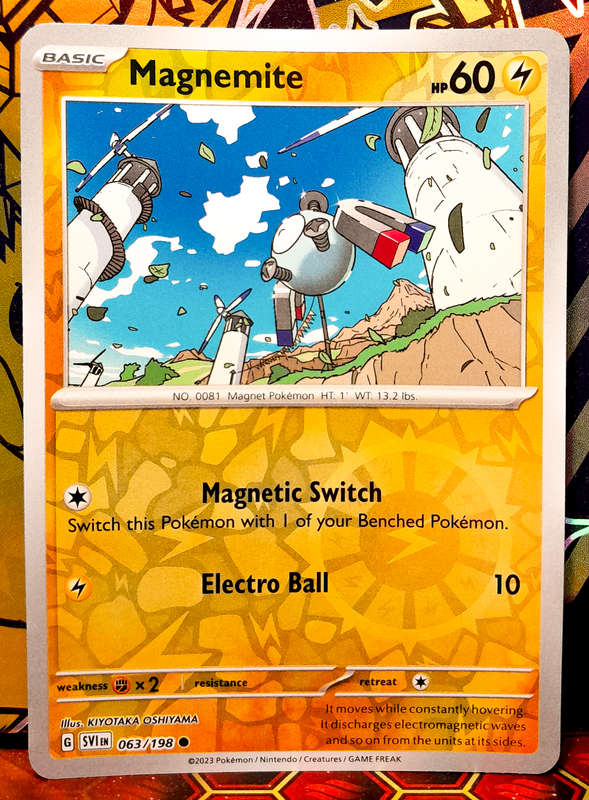 Pokemon Cards - Magnemite 063/198 - Reverse Holofoil - Scarlet & Violet Base Set - NM