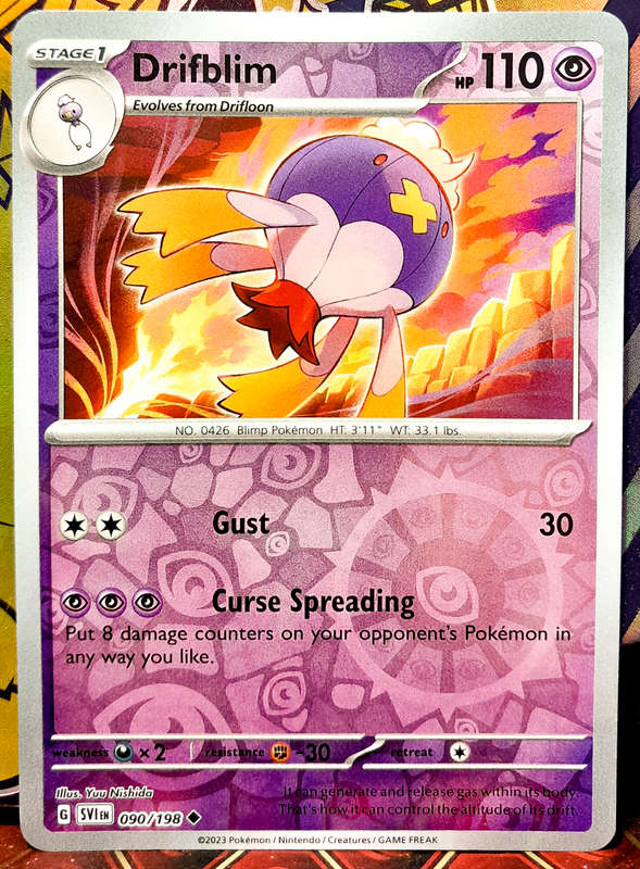 Pokemon Cards - Drifblim 090/198 - Reverse Holofoil - Scarlet & Violet Base Set - NM