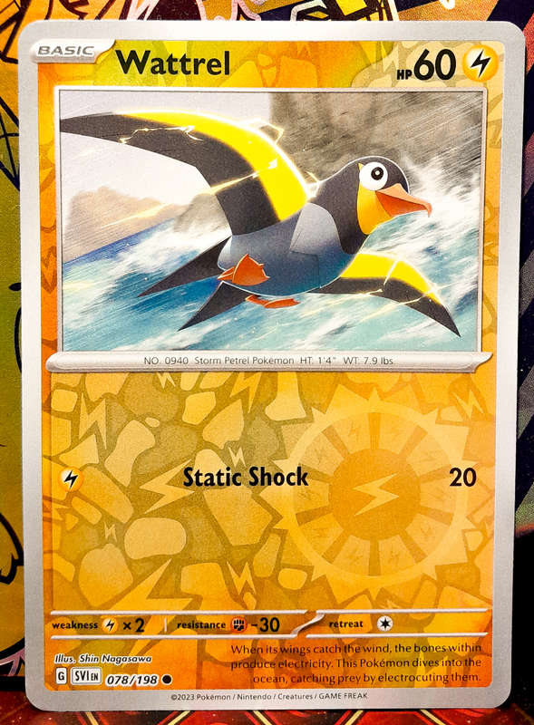 Pokemon Cards - Wattrel 078/198 - Reverse Holofoil - Scarlet & Violet Base Set - NM