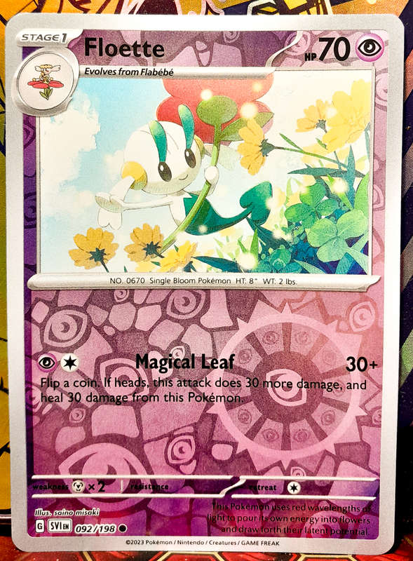 Pokemon Cards - Floette 092/198 - Reverse Holofoil - Scarlet & Violet Base Set - NM