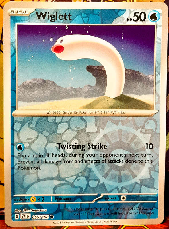 Pokemon Cards - Wiglett 055/198 - Reverse Holofoil - Scarlet & Violet Base Set - NM
