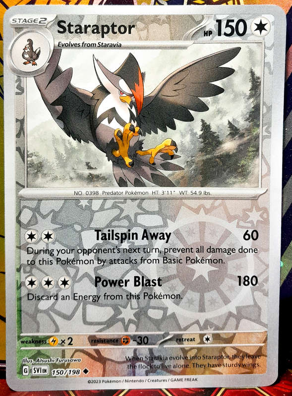 Pokemon Cards - Staraptor 150/198 - Reverse Holofoil - Scarlet & Violet Base Set - NM