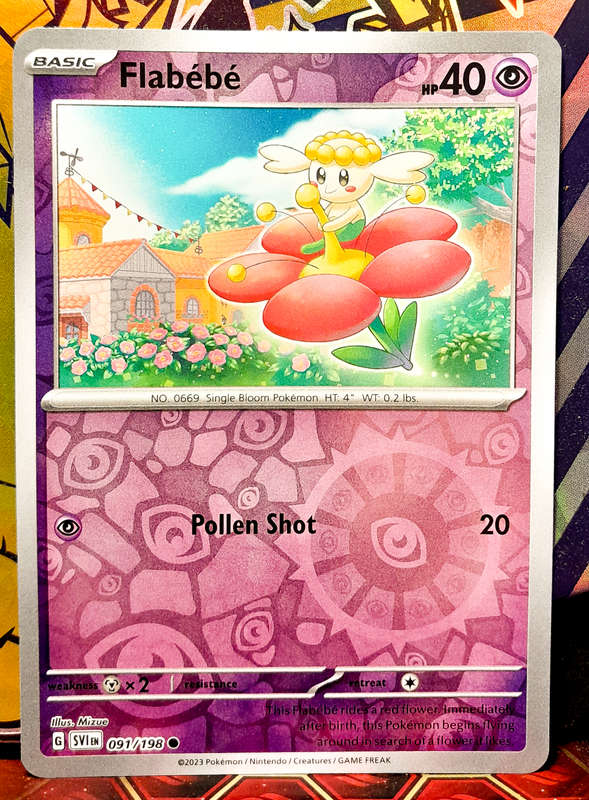 Pokemon Cards - Flabebe 091/198 - Reverse Holofoil - Scarlet & Violet Base Set - NM