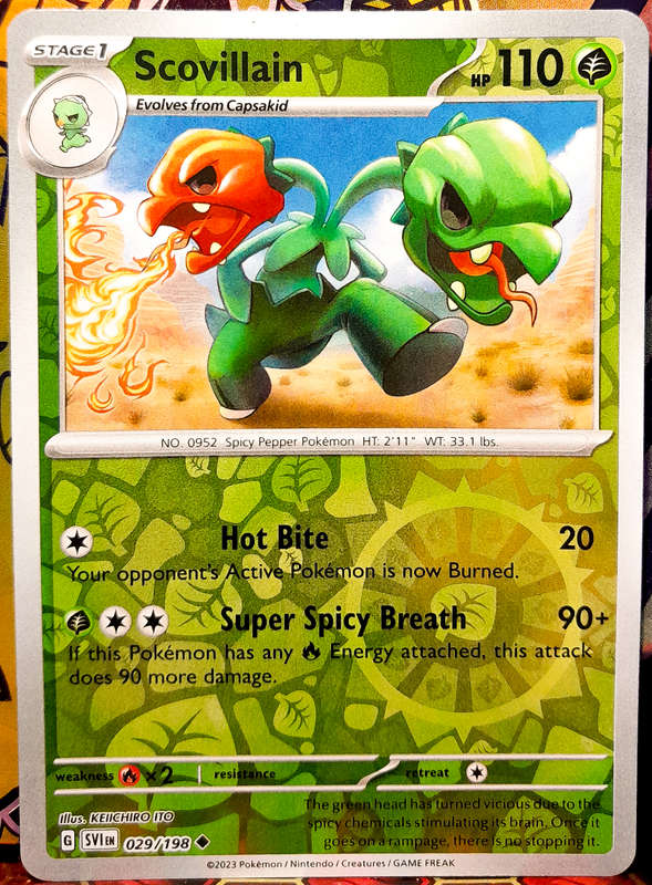 Pokemon Cards - Scovillain 029/198 - Reverse Holofoil - Scarlet & Violet Base Set - NM