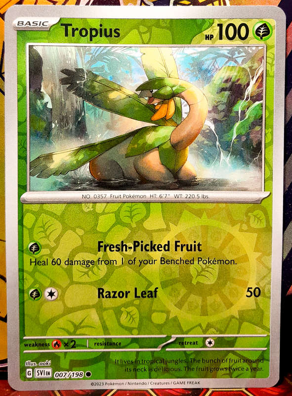Pokemon Cards - Tropius 007/198 - Reverse Holofoil - Scarlet & Violet Base Set - NM