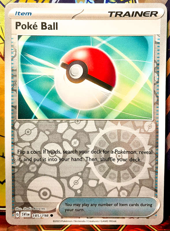 Pokemon Cards - Poke Ball 185/198 - Item Trainer - FOIL - Scarlet & Violet Base Set - NM