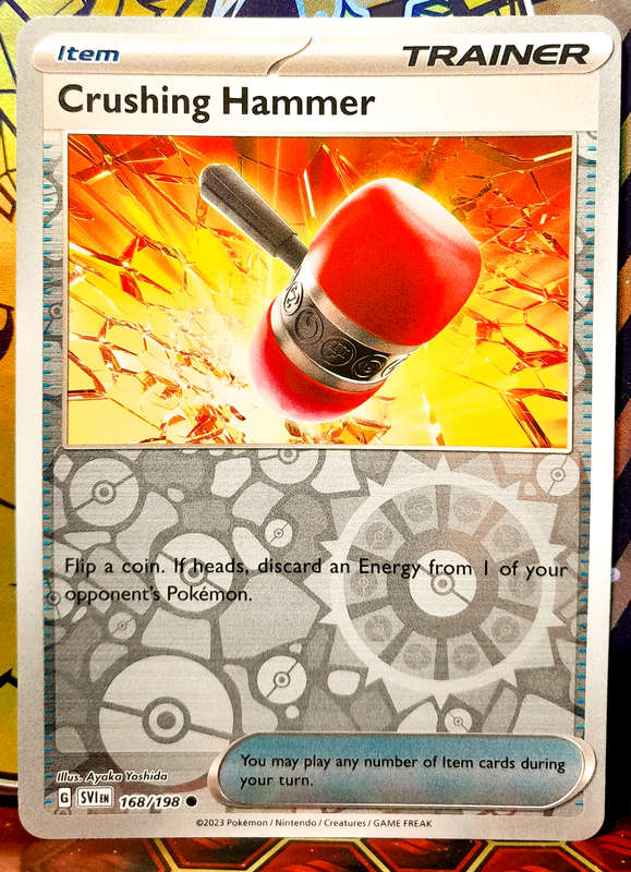 Pokemon Cards - Crushing Hammer 168/198 - item Trainer - FOIL - Scarlet & Violet Base Set - NM