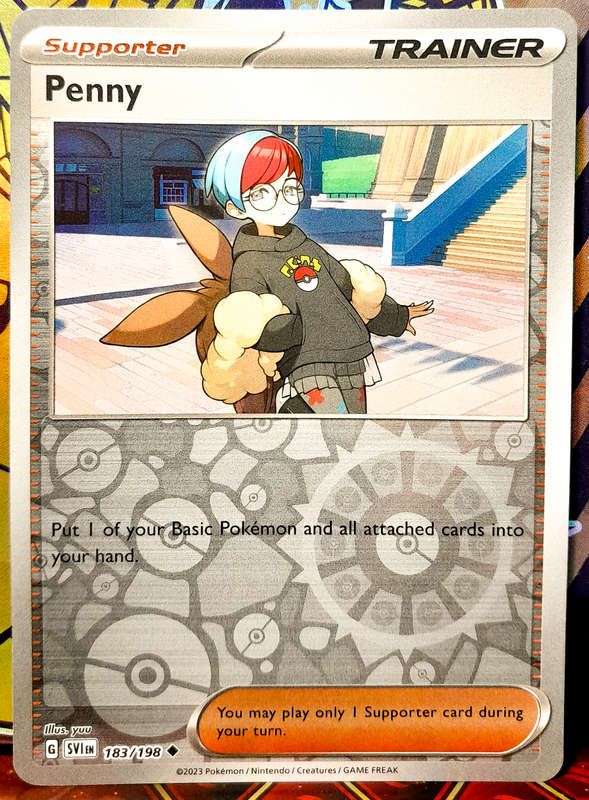 Pokemon Cards - Penny 183/198 - Supporter Trainer - FOIL - Scarlet & Violet Base Set - NM
