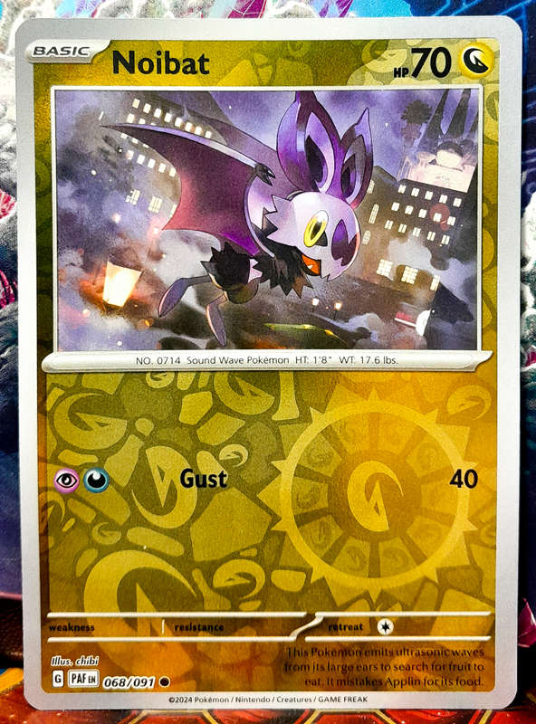 Pokemon Card - Noibat 068/091 - Reverse Holofoil - Paldean fates