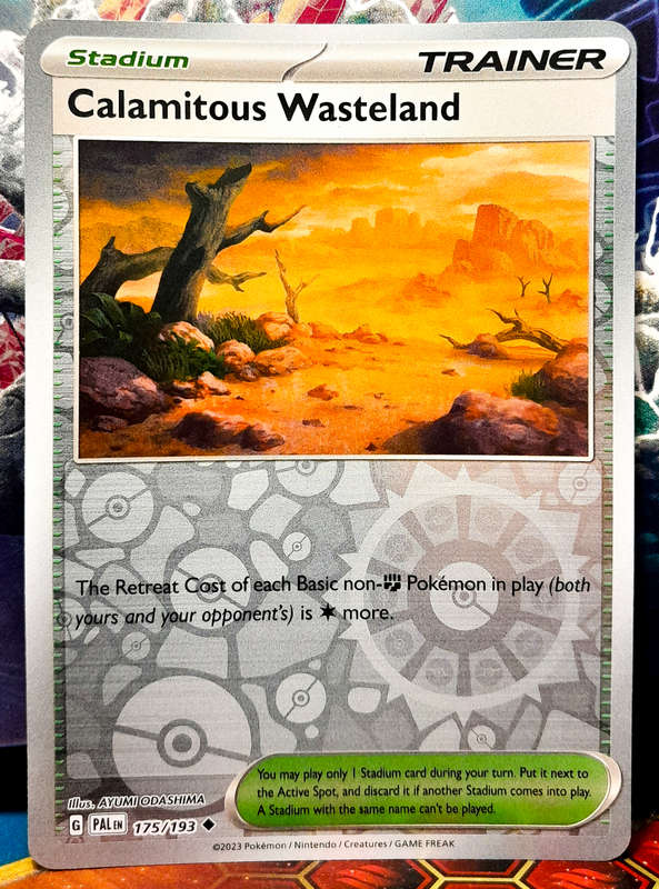 Pokemon Card - Calamitous Wasteland 175/193 - Reverse Holo Stadium Trainer - Paldea Evolved NM