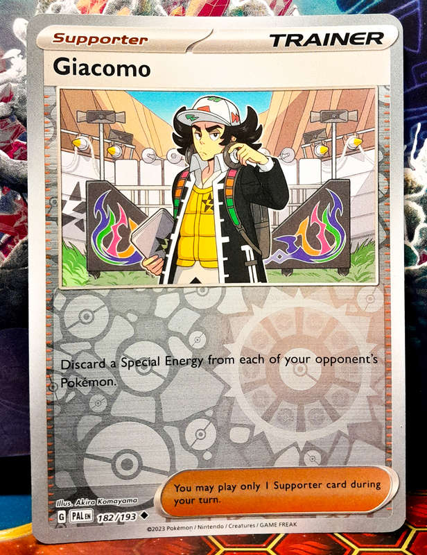 Pokemon Card - Giacomo 182/193 - Reverse Holofoil Supporter Trainer - Paldea Evolved NM