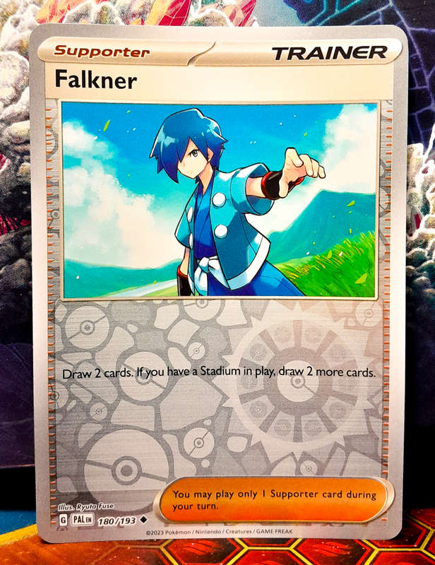 Pokemon Card - Falkner 180/193 - Reverse Holofoil Supporter Trainer - Paldea Evolved NM