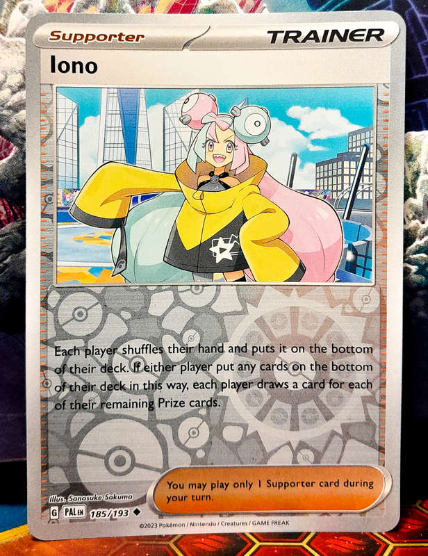 Pokemon Card - Iono 185/193 - Reverse Holofoil Supporter Trainer - Paldea Evolved NM