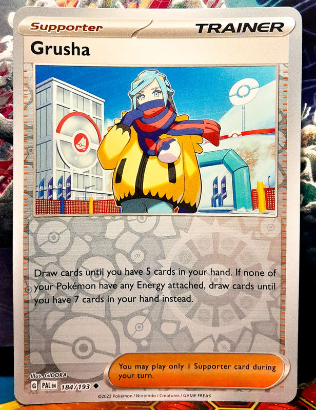 Pokemon Card - Grusha 184/193 - Reverse Holofoil Supporter Trainer - Paldea Evolved NM