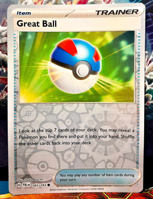 Pokemon Card - Great Ball 183/193 - Reverse Holo Item Trainer - Paldea Evolved NM