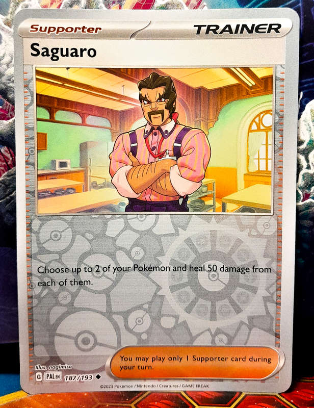 Pokemon Card - Saguaro 187/193 - Reverse Holo Supporter Trainer - Paldea Evolved NM