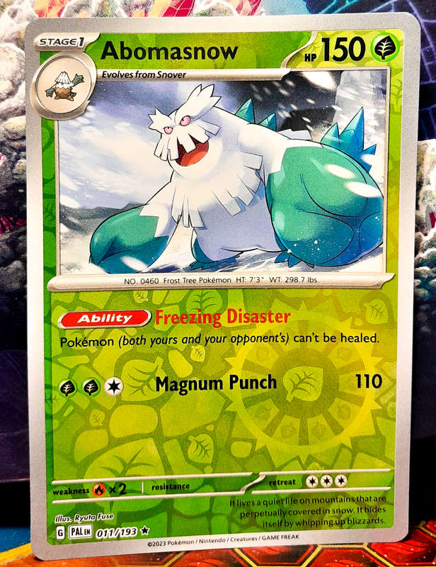 Pokemon Card - Abomasnow 011/193 - Reverse Holo RARE - Paldea Evolved NM