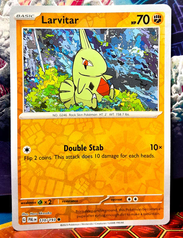 Pokemon Card - Larvitar 110/193 - Reverse Holo - Paldea Evolved NM