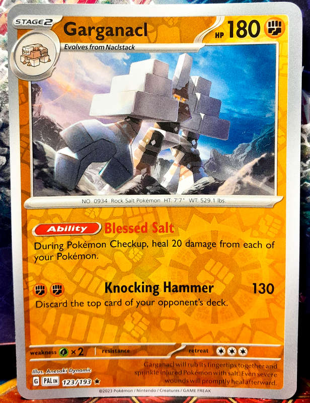 Pokemon Card - Garganacl 123/193 - Reverse Holo RARE - Paldea Evolved NM