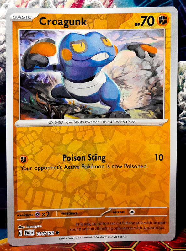 Pokemon Card - Croagunk 114/193 - Reverse Holo - Paldea Evolved NM