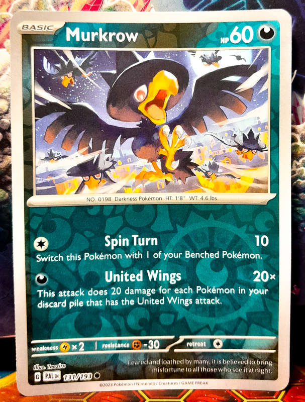Pokemon Card - Murkrow 131/193 - Reverse Holo - Paldea Evolved NM