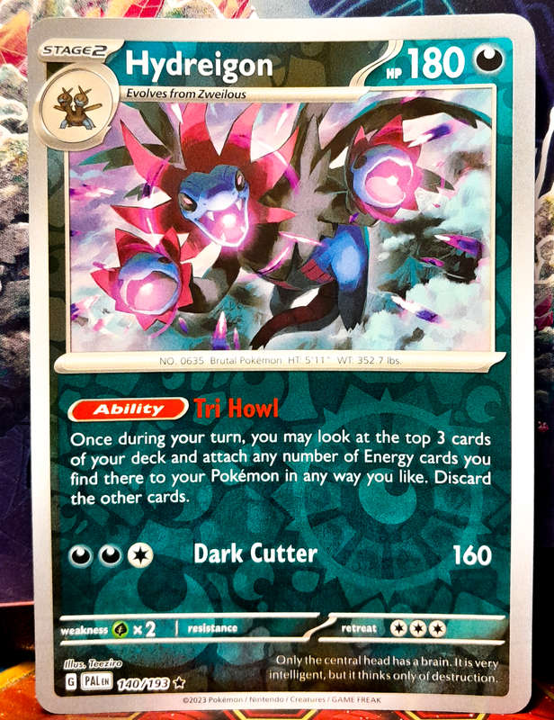 Pokemon Card - Hydreigon 140/193 - Reverse Holo RARE - Paldea Evolved NM