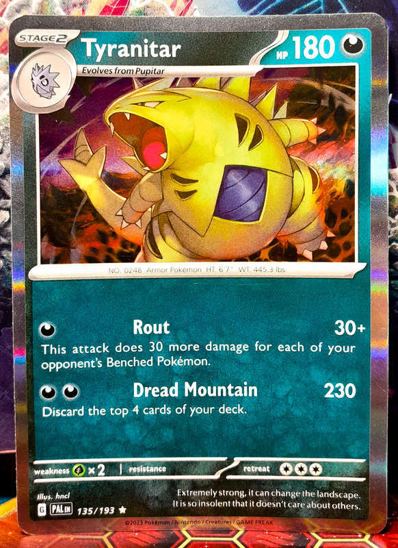 Pokemon Card - Tyranitar 135/193 - Holo RARE - Paldea Evolved NM
