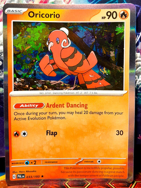 Pokemon Card - Oricorio 033/193 - Holo RARE - Paldea Evolved NM