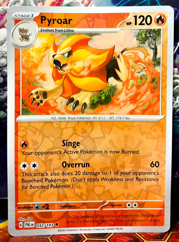 Pokemon Card - Pyroar 032/193 - Reverse Holo - Paldea Evolved NM