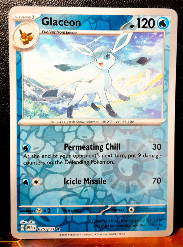 Pokemon Card - Glaceon 025/131 - Reverse Holofoil Rare - Prismatic Evolutions  NM