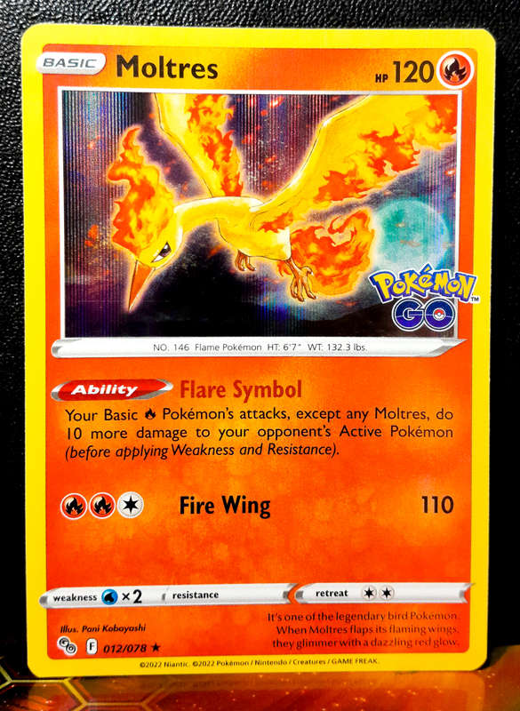 Pokemon Card - Moltres 012/078 - Holofoil Rare - Pokemon Go NM